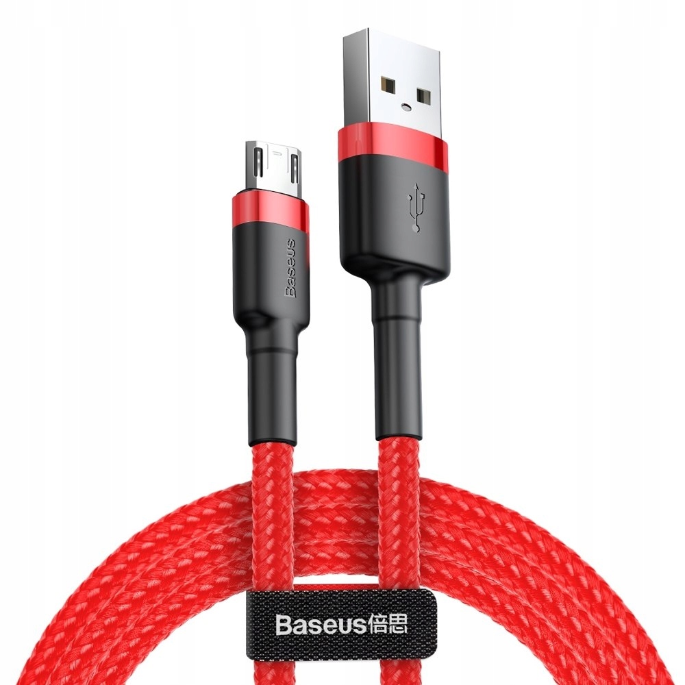 Wytrzymały elastyczny kabel przewód Usb microUSB 1.5A 2M czerwony