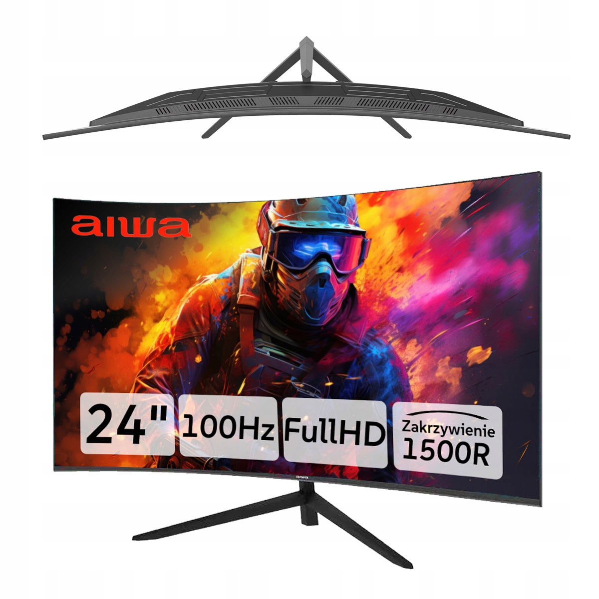 Monitor gamingowy Aiwa 24" 1920x1080 100Hz Hdmi bezramkowy zakrzywiony