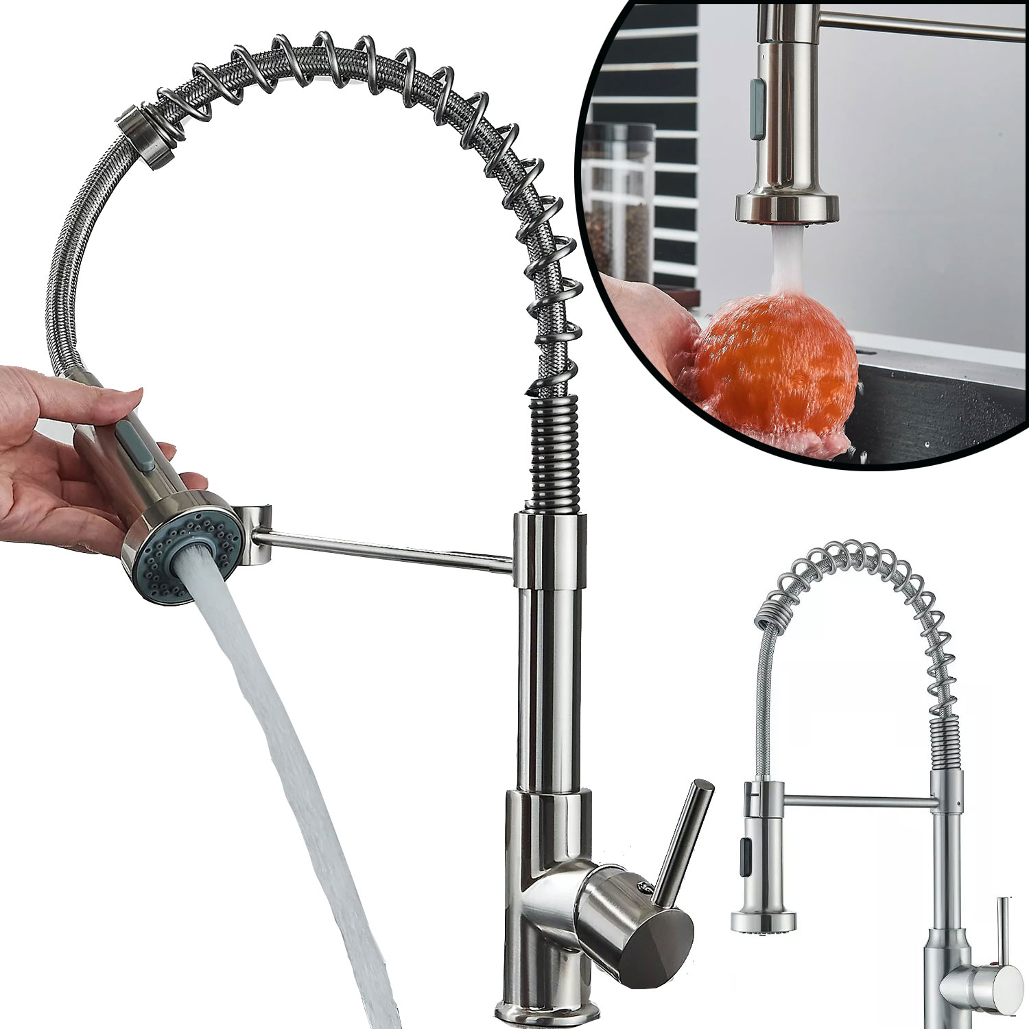 Kuchyňská Baterie S Výsuvným Výtokem, Stojánková Kuchyňská Baterie, Dřez G3/8"