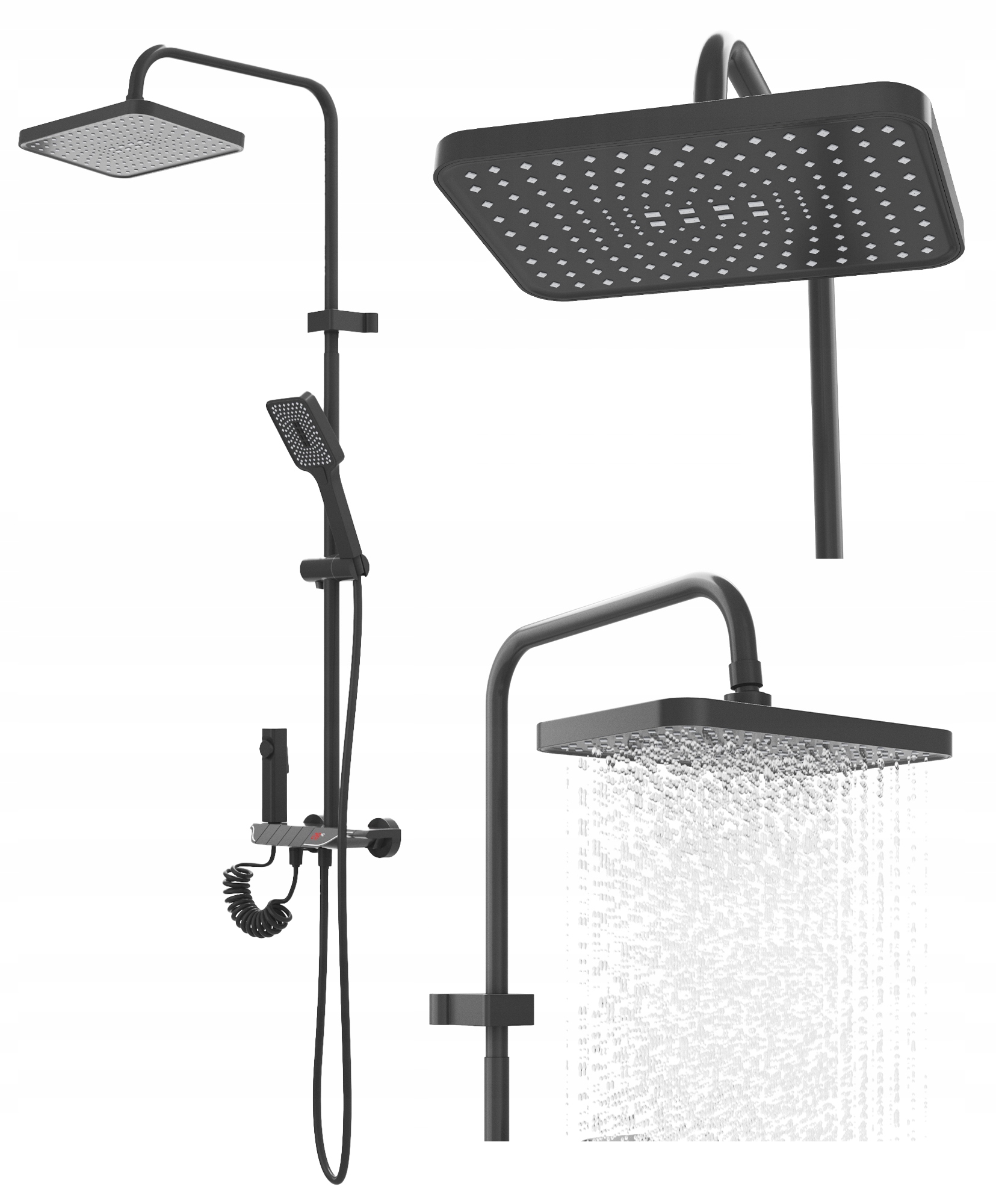 Sprchová Súprava Gun Grey Dažďová Sprcha Do Kúpeľne S Displejom Navi