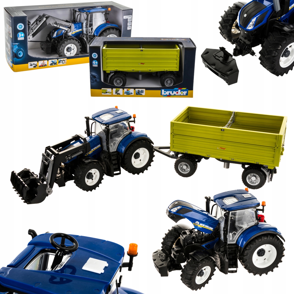 

Ciągnik Bruder New Holland T7.315 1:16 przyczepa