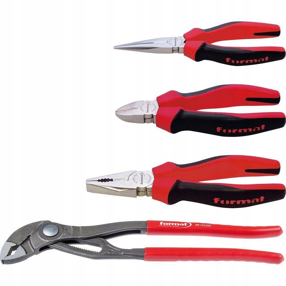 Sada kleští, chrom. rukojeť.2-komponent. 4-dílná v kartonové krabici.FORMAT