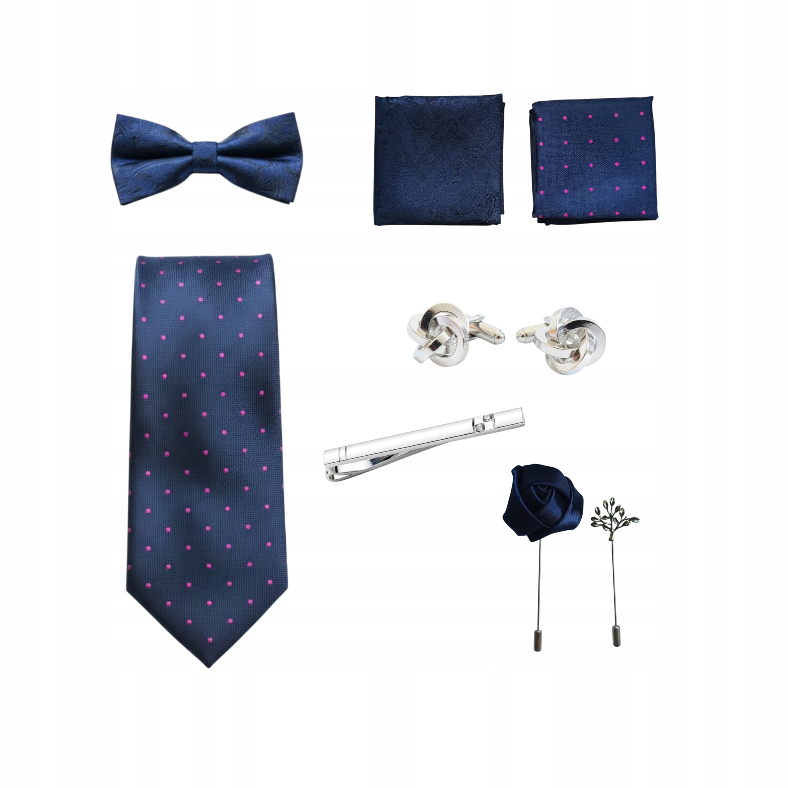 Sada Pánských Kravat Motýlek Kapesníček Sponky Elegantní Módní Dárek Od Srdce