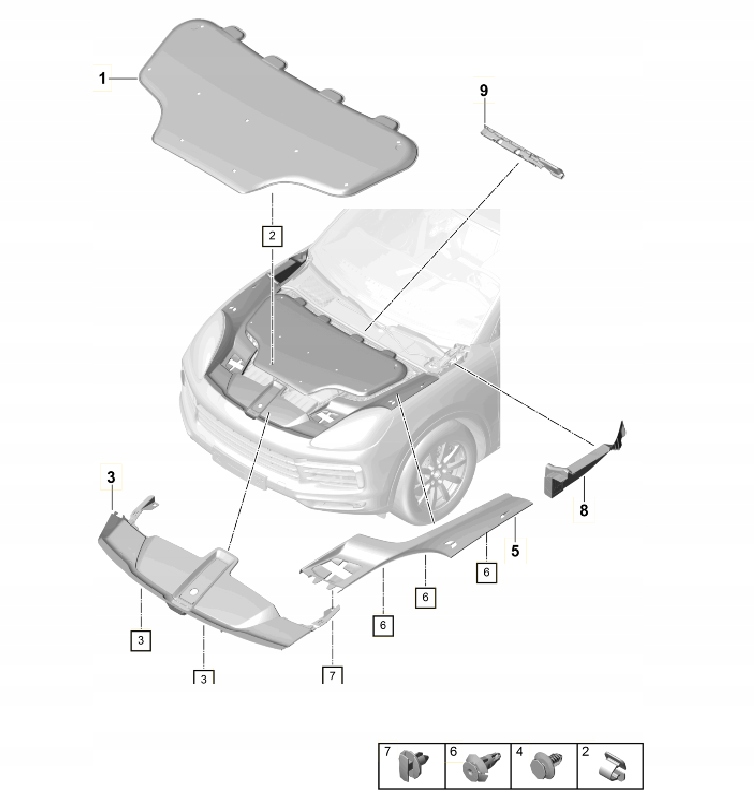 Osłona podszybia prawa PORSCHE CAYENNE 9Y0821170B