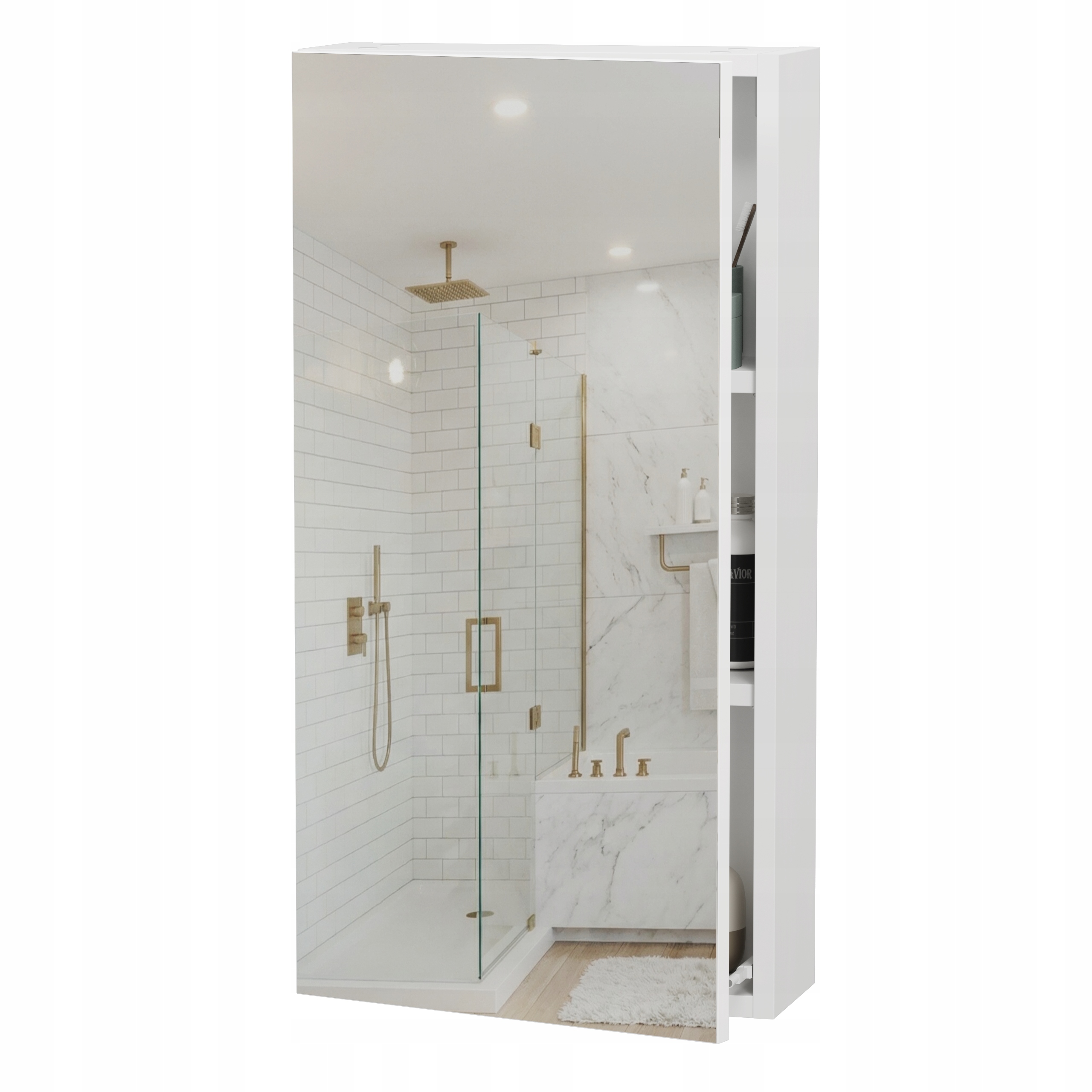 Závěsná koupelnová skříňka se zrcadlem bílá matná Ideální do koupelny 78x40 cm