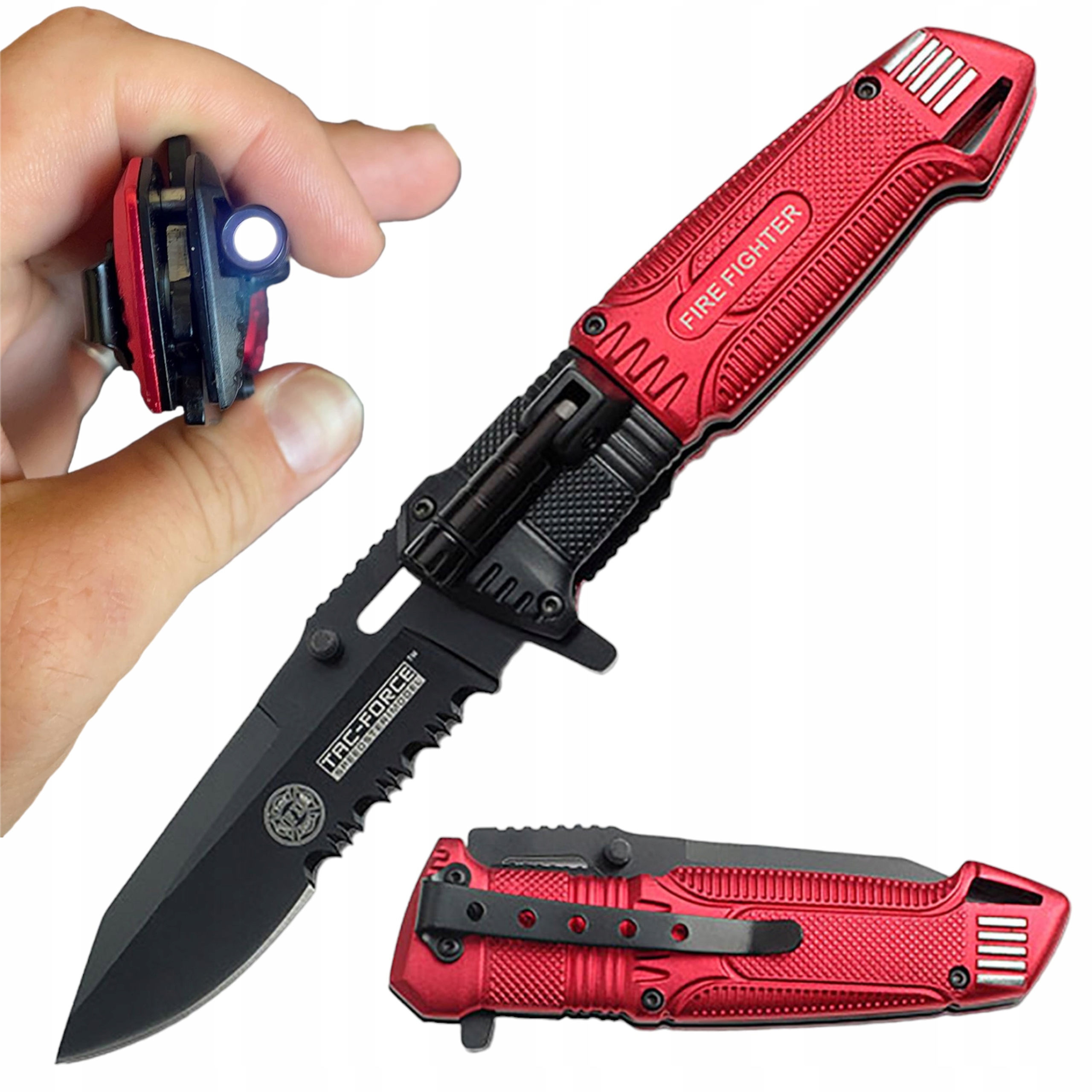 Nůž Se Svítilnou, Skládací Čepel, Podnos Force TF-749FD, Hasičský