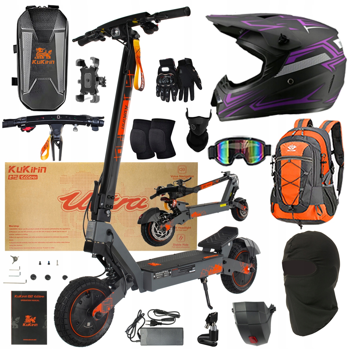 Kukirin G2 Ultra elektrické vozidlo 2000W 55km/h 55KM 48V18Ah 10" dárky