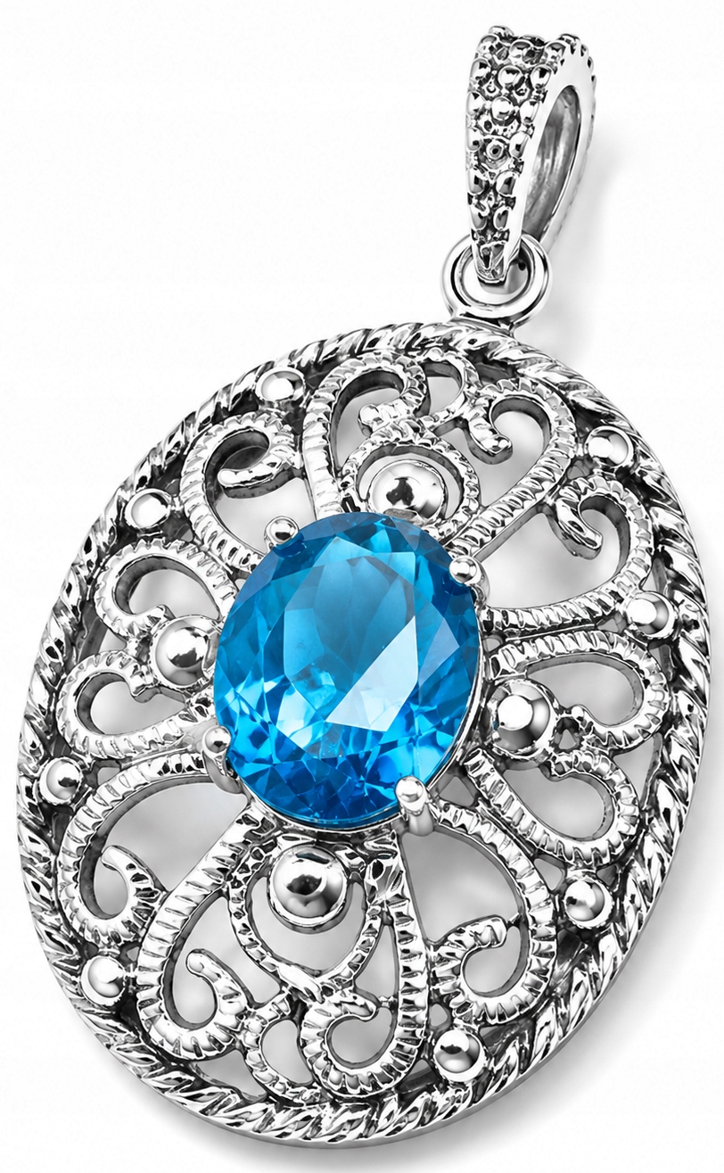 Stříbrný přívěsek modrý, přívěsek elegantní, velký stříbro o ryzosti 925