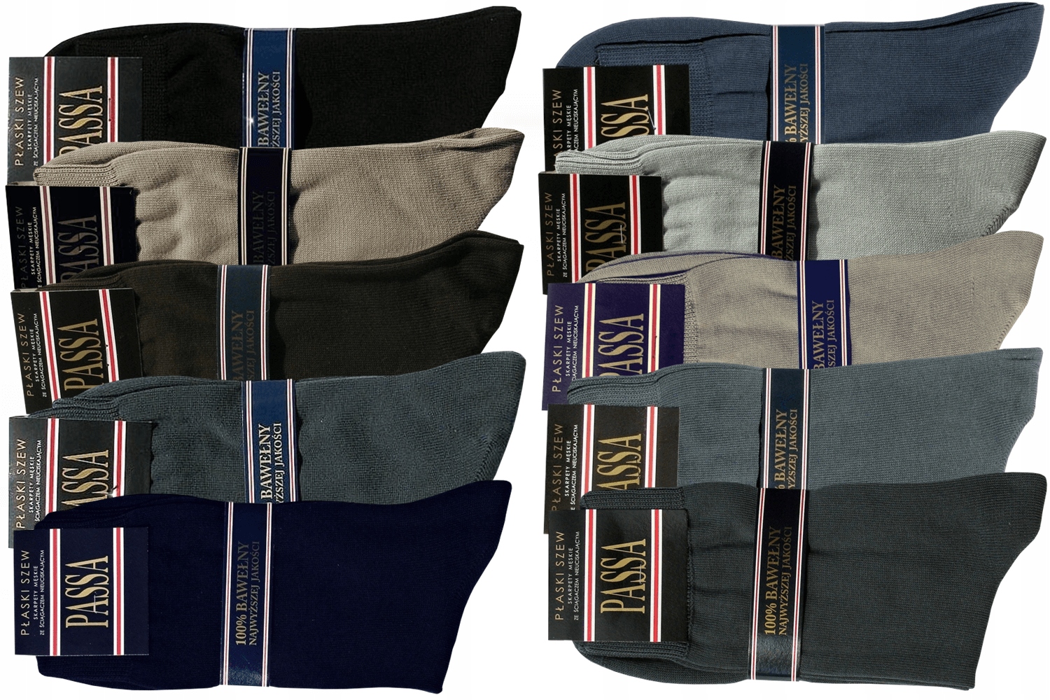 

10 Par Skarpety Passa Garniturowe Bawełna 44-46