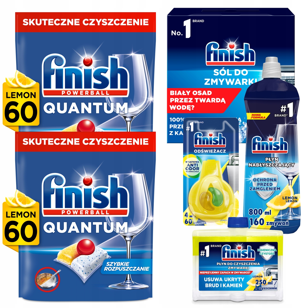 Finish Sada pro myčku nádobí 4 produkty 2 kapsle Quantum Lemon 60 Kusů