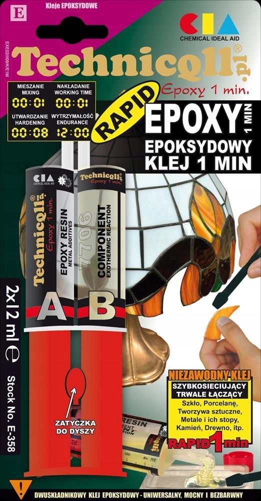 

Technicqll Klej Epoksydowy 1 Min.bezbar 2X12ML E-3