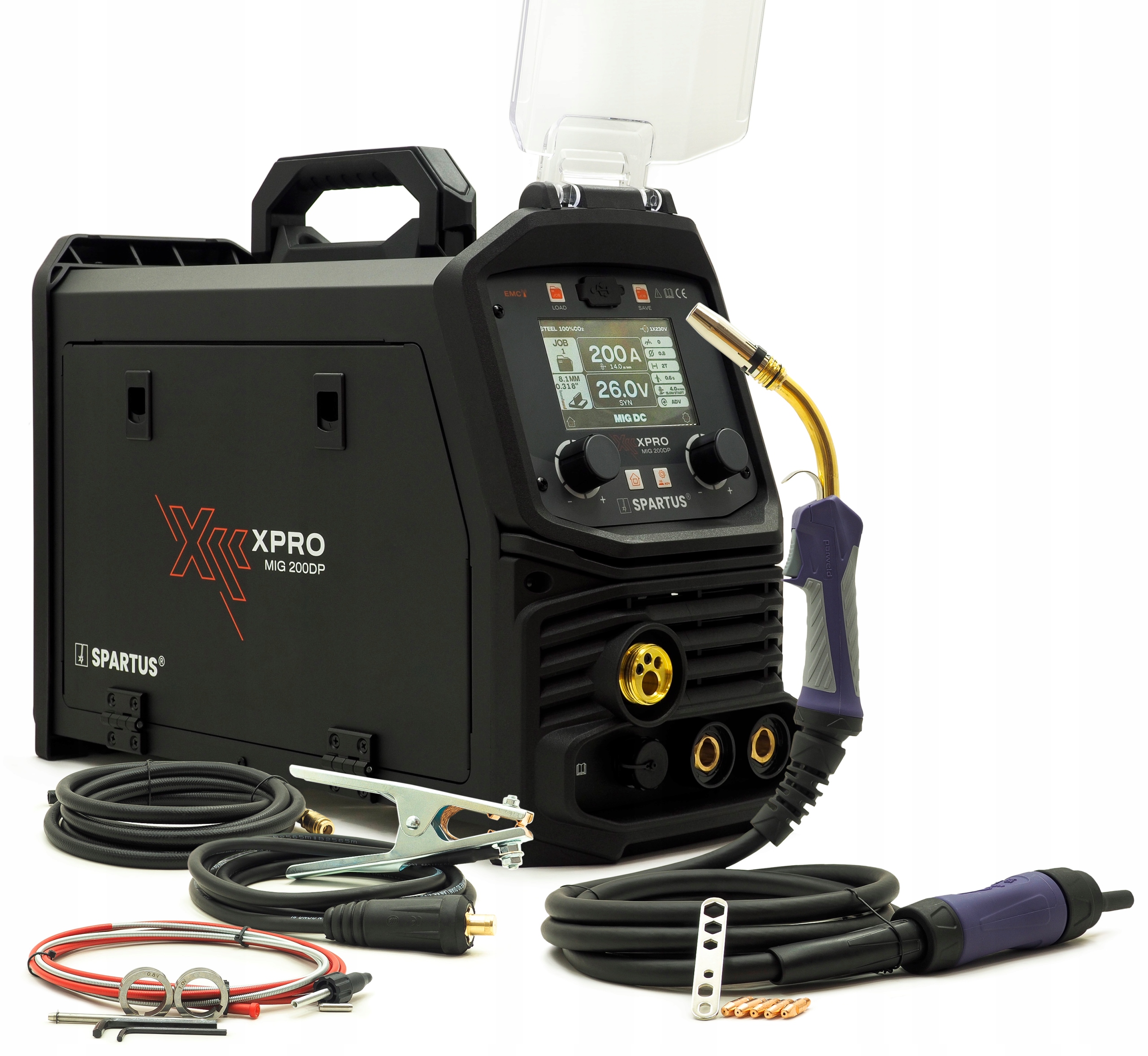 Svařovací stroj Poloautomat Spartus XPro Mig 200 Dual Pulse 230V 200A Alu Inox 4x4