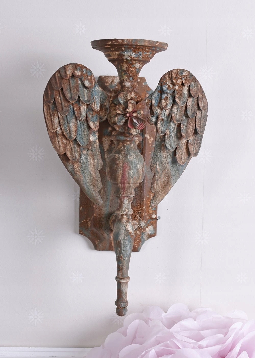 

Postarzany Kinkiet Ścienny na Świecę Skrzydła