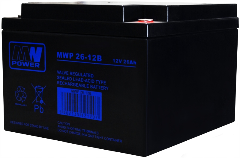 Akumulator Bateria Agm Vrla Mw Power Mwp 26Ah 12V MWP26 MWP26-12B Ups Alarm