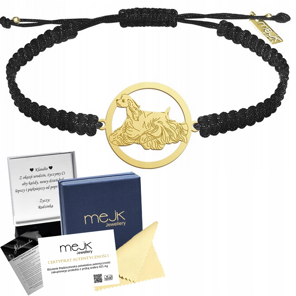 Zlatý náramek s psem Americký kokršpaněl 925 Šperky Gravírování