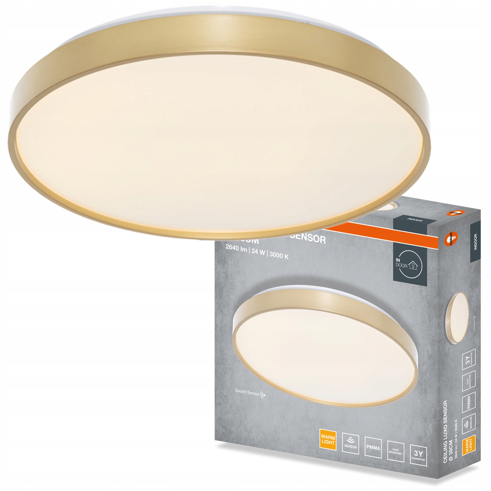 Stropní Svítidlo Led nástěnné svítidlo 24W 1320lm 3000K Kulatý Zlaté Luxo Osram