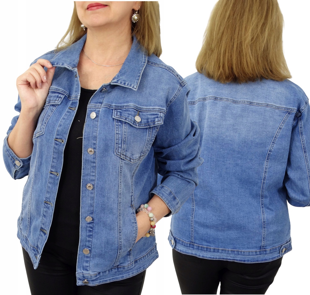 Kurtka Damska Jeansowa Katana Klasyczna Błękitna Rica Plus Size 4XL 48