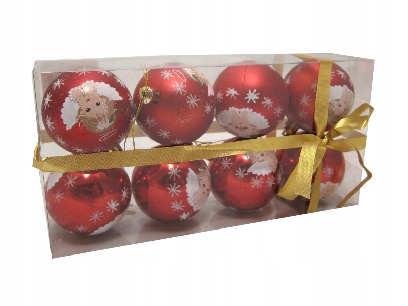 

Bombki Czerwone zdobione 6cm Kostka 8szt.