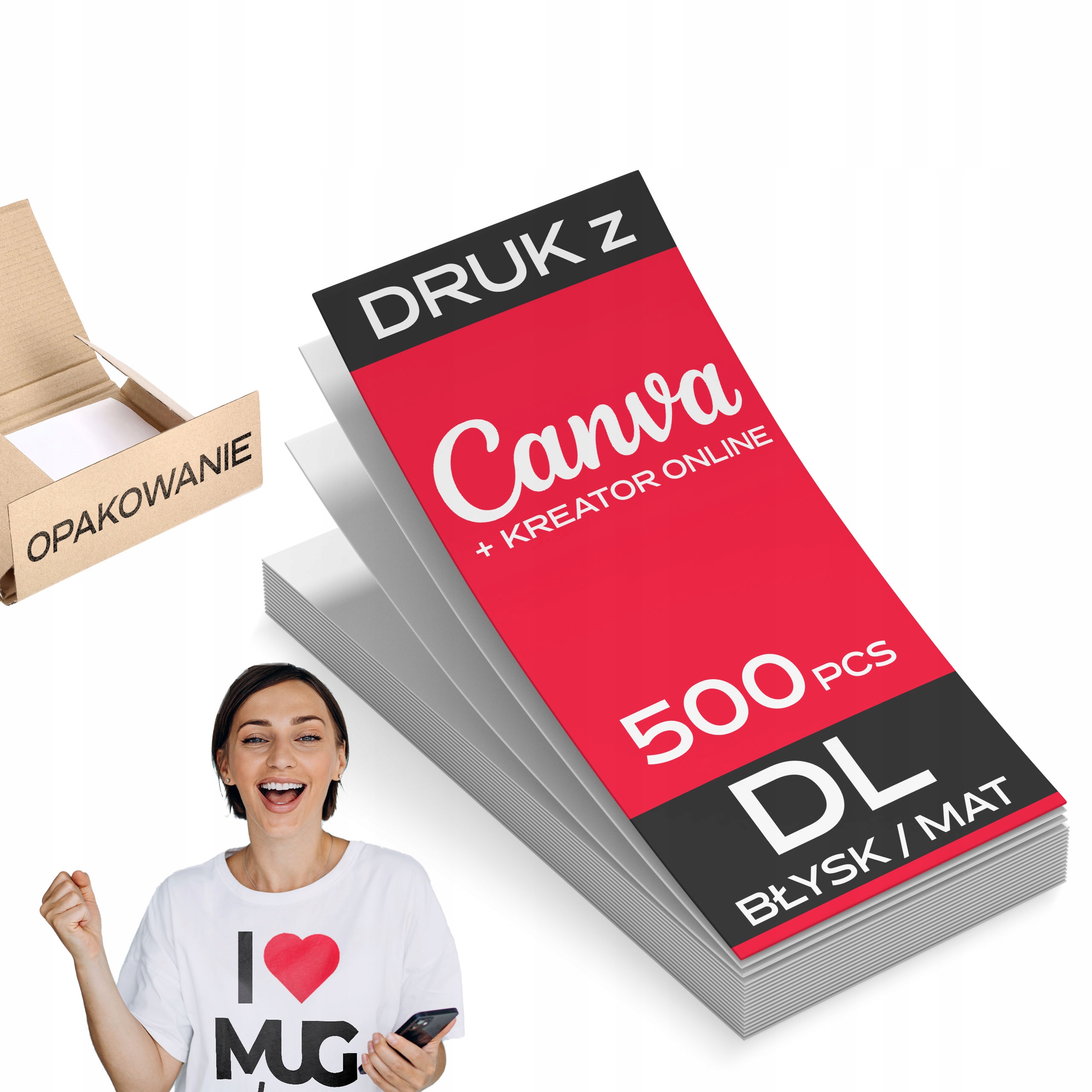 Ulotki DL 500 sztuk Dwustronne wizualizacja