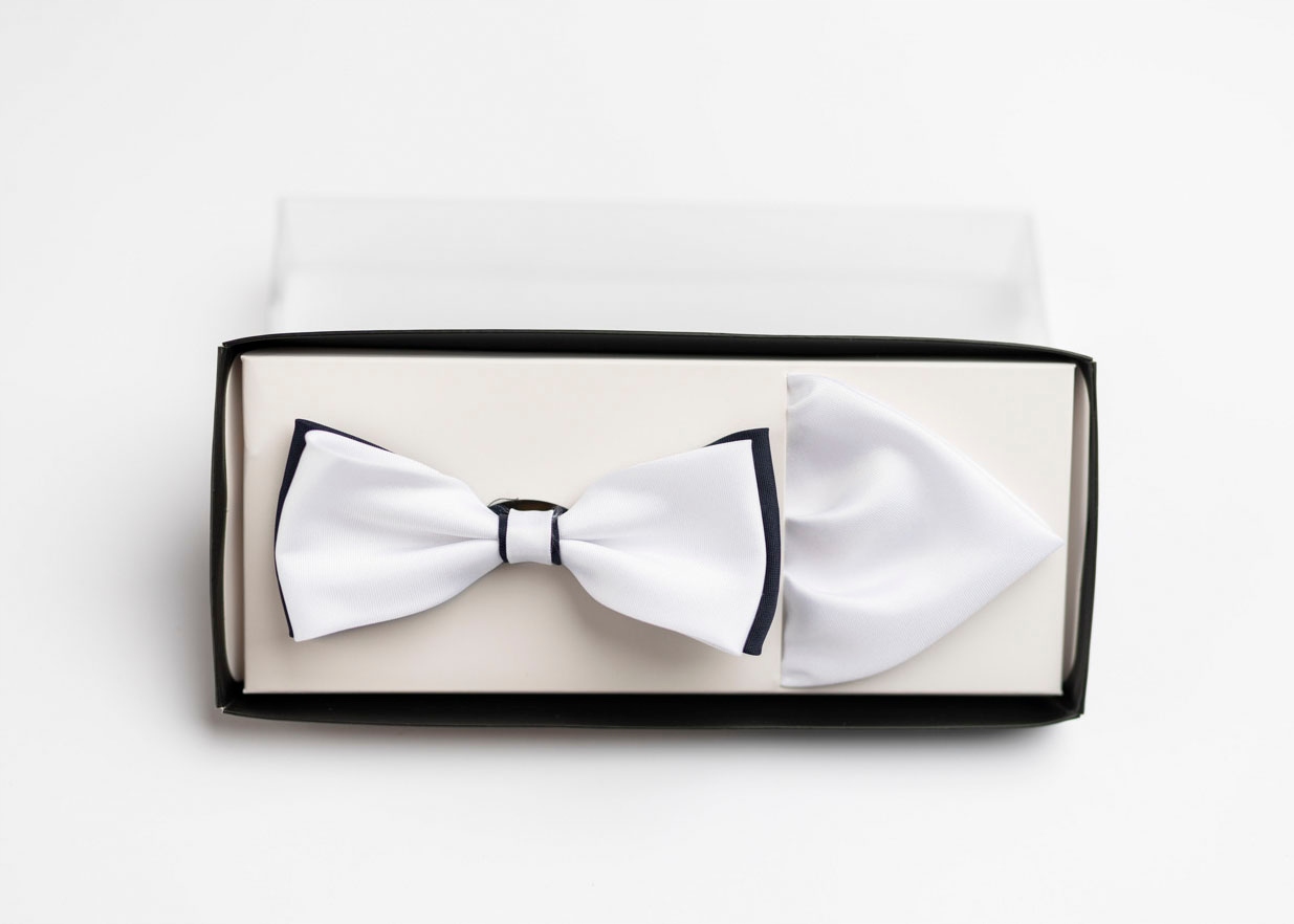 MUSZKA MUCHA BIAŁA GRANAT MĘSKA GŁADKA + WYPUSTKA Marka inna