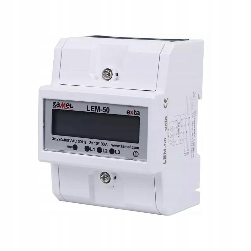 Třífázový elektroměr 100A LEM-50 Zamel