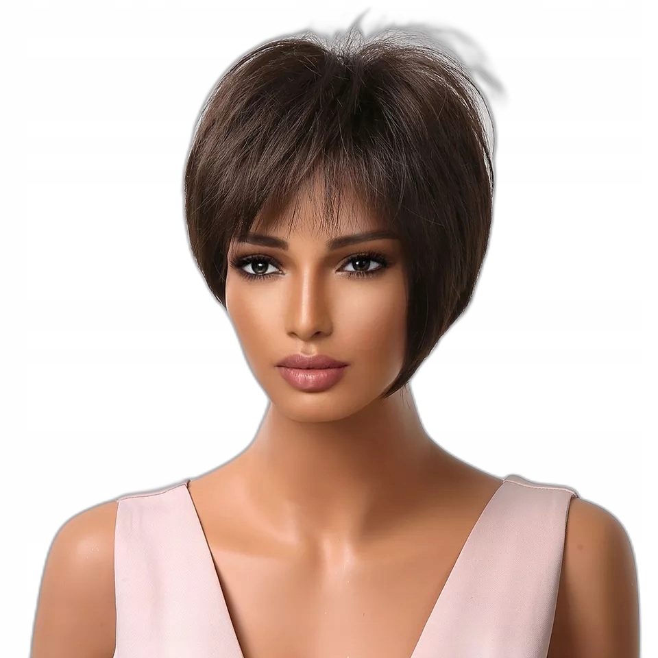 Peruka krótka ciemny brąz peruki damskie czepek