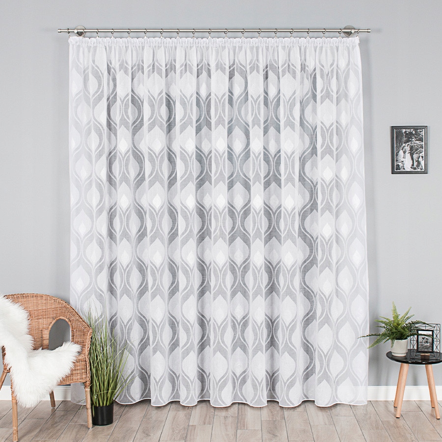 

Firanka gotowa na taśmie Pavone biała 500x260 cm