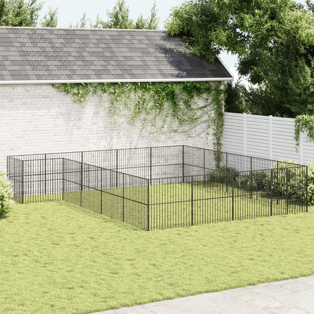 Levně Ohrádka pro psy 20 panelů černá pozinkovaná ocel