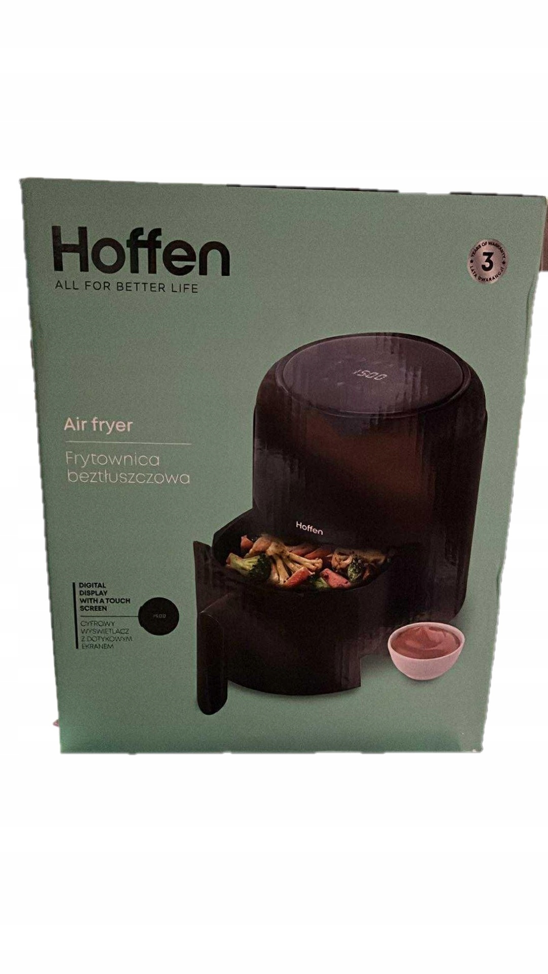 Frytownica beztłuszczowa Air fryer 2,6l 1000W Hoffen czarna HO-00075