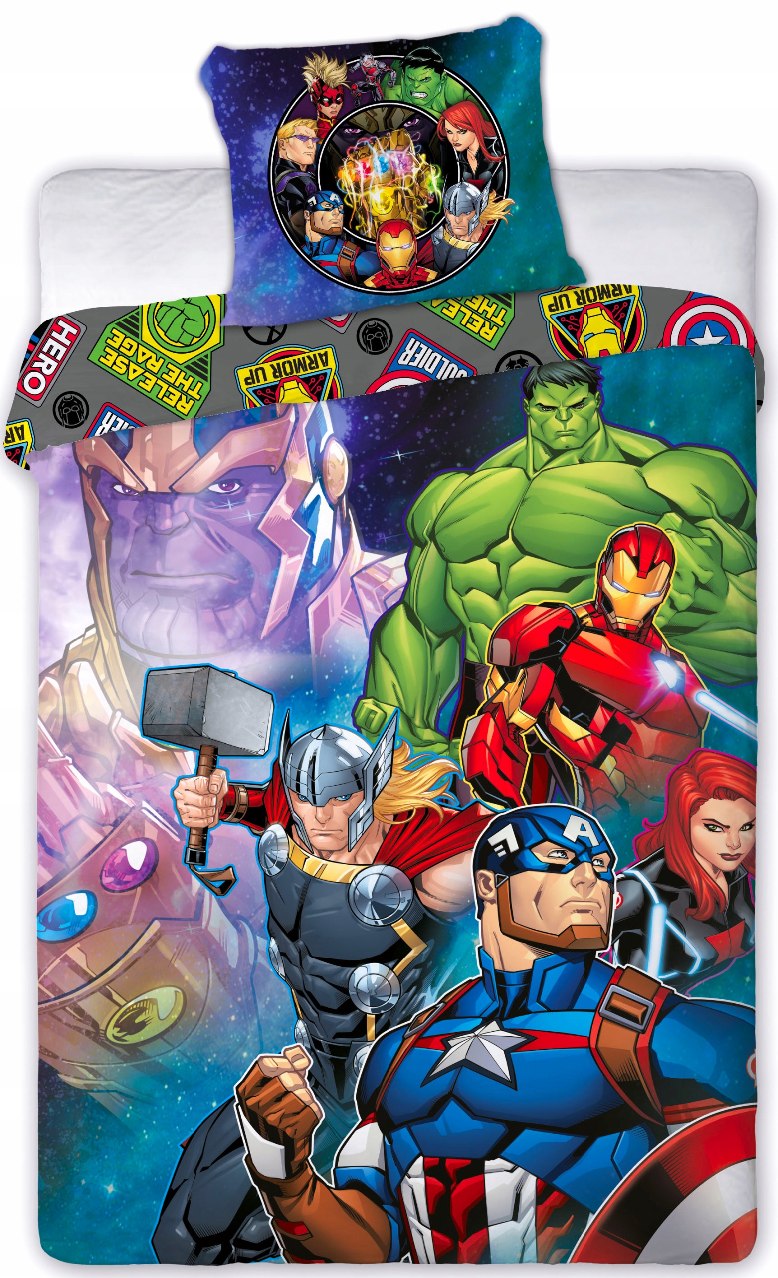 

Pościel Dziecięca 160x200 Avengers Hulk Iron Man