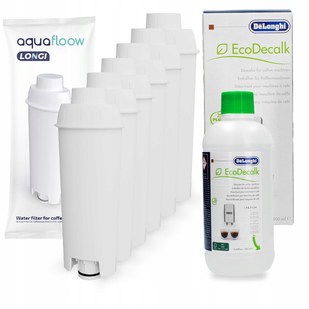 

6x Filtr wody do ekspresu Delonghi Dinamica + płyn