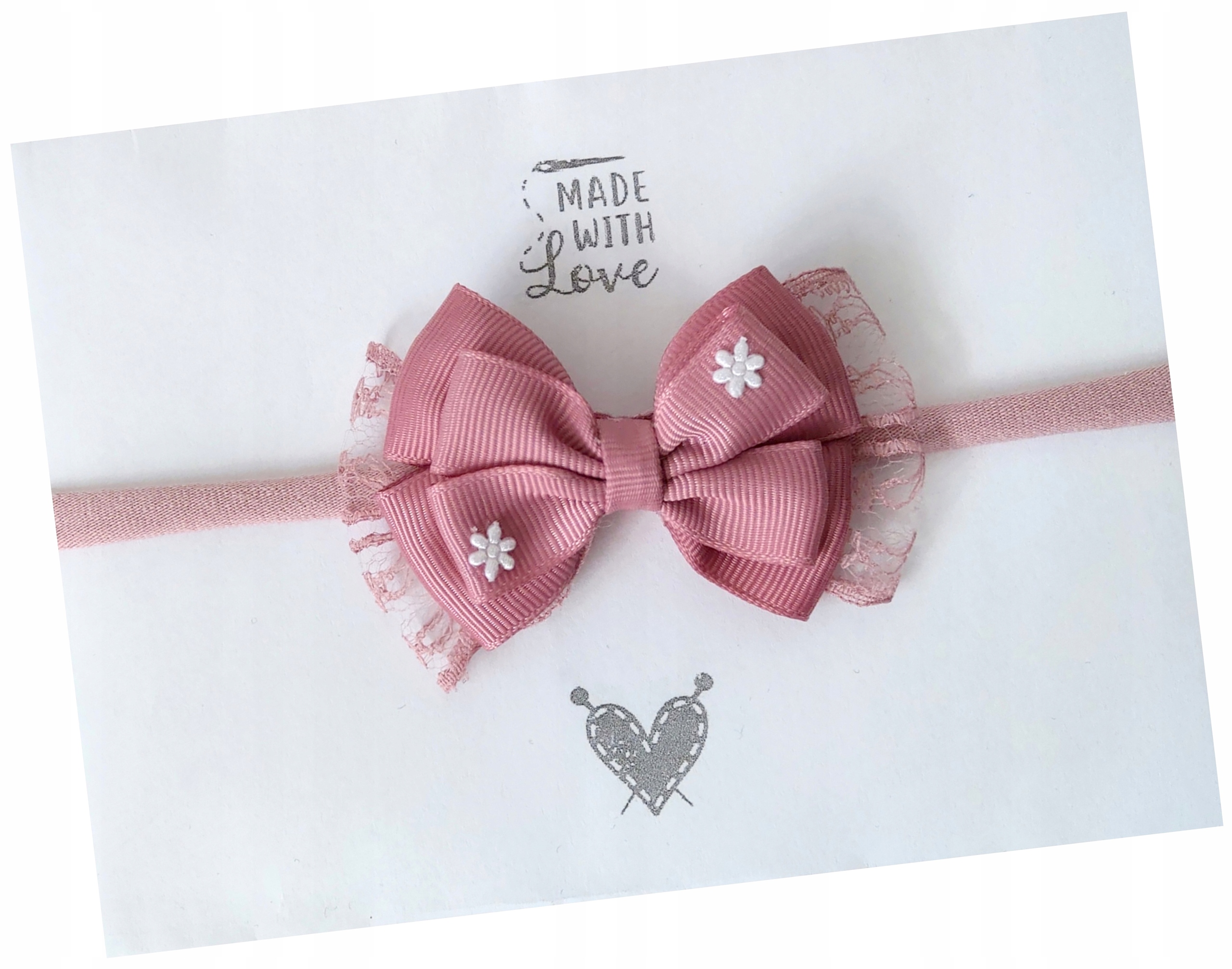 

Opaska bezuciskowa z kokardką brudny róż sesja