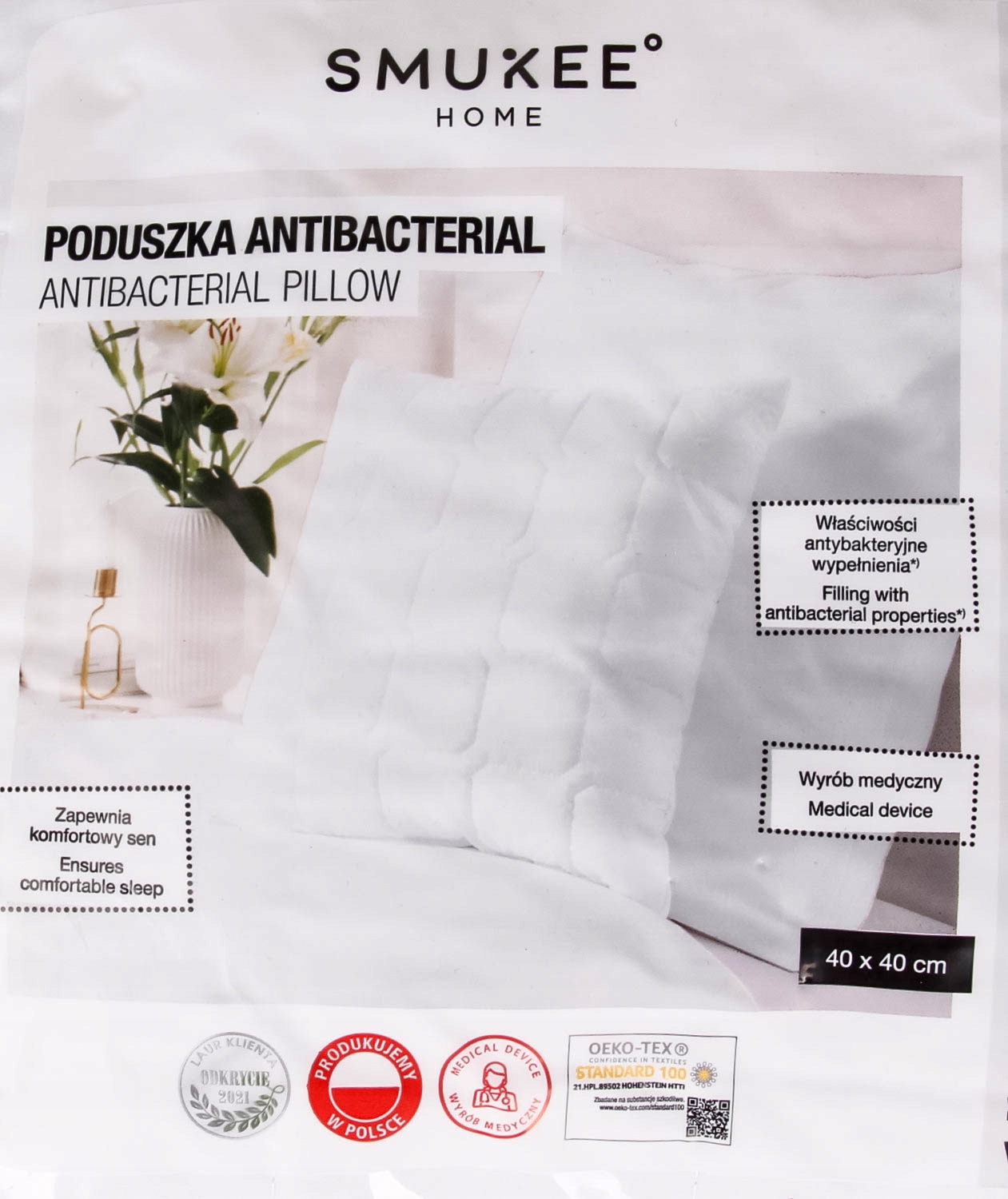 

Poduszka Antibacterial Smukee 40 x 40