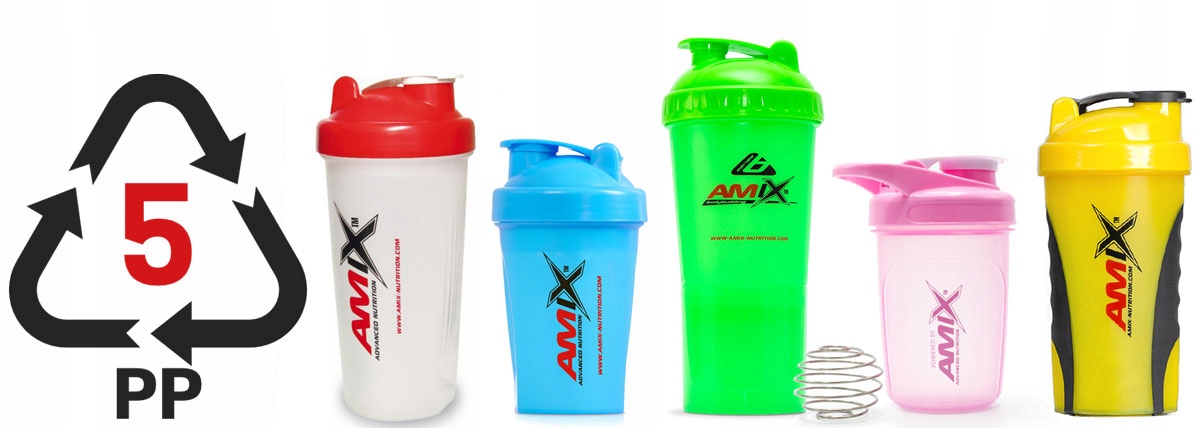 SZEJKER SHAKER DO KOKTAJLU BIAŁKA mały, mini z kulką 300ml - przeźroczysty Model Amix  Bodybuilder shaker 300ml PINK