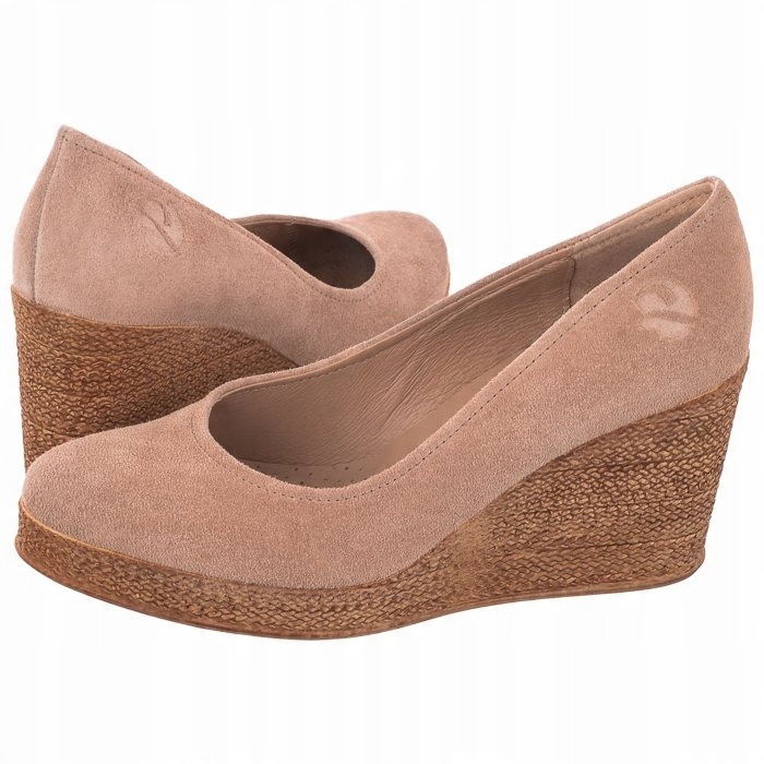 

Buty Damskie Czółenka Koturny Ryłko Beżowe 6I203