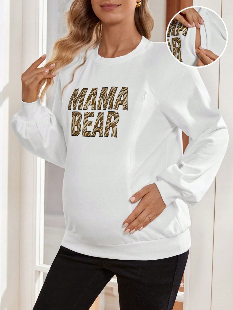 SHEIN MATERNITY BLUZA BIAŁA Z NAPISEM M 673