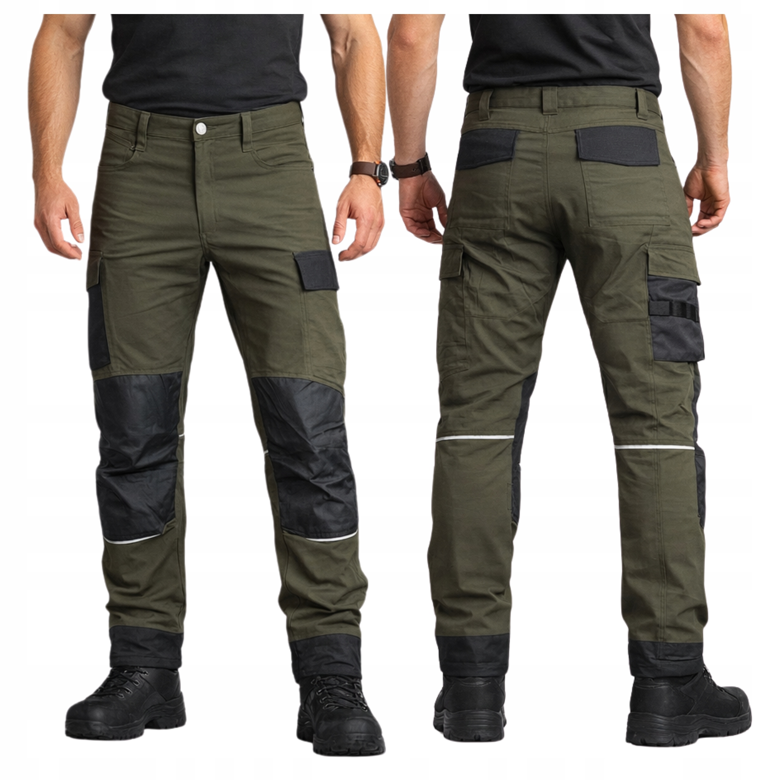 Pánské taktické pracovní kalhoty, odolné, elastické, khaki, velikost vel.