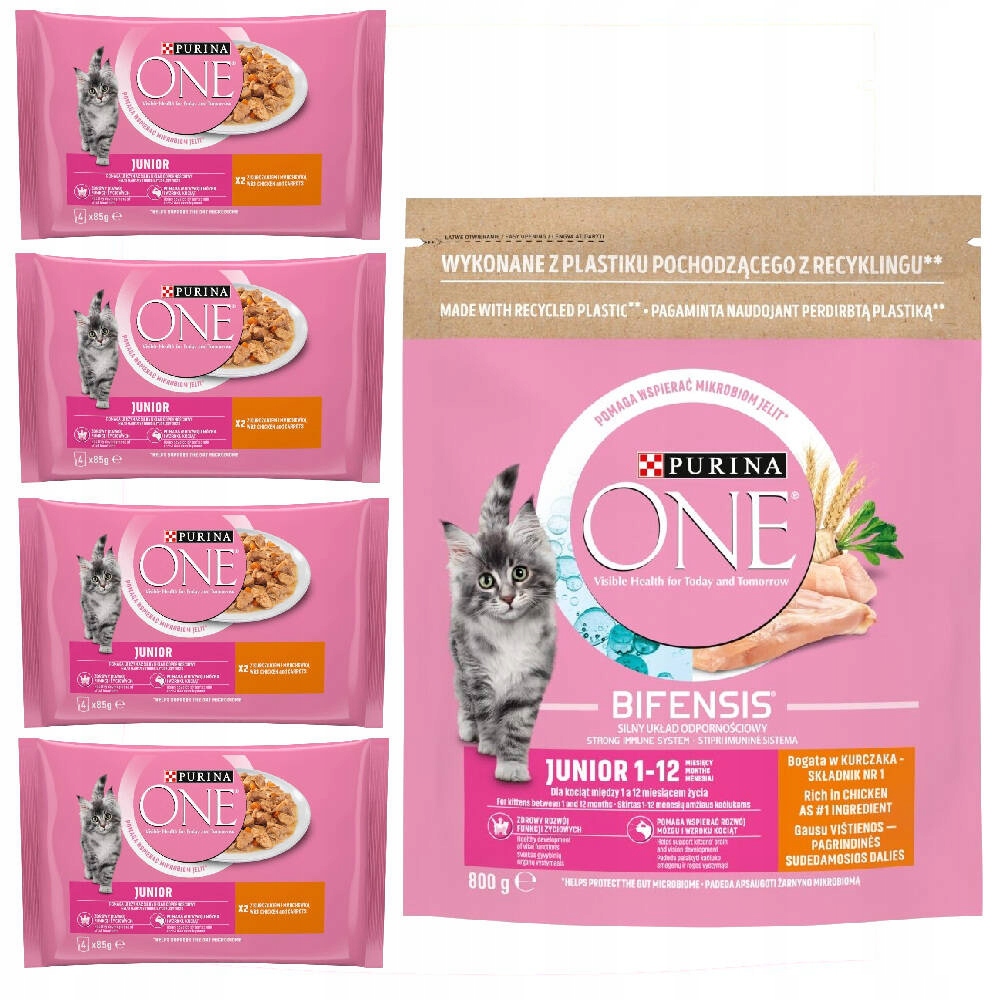 Levně Purina One Junior Vlhké Krmivo Pro Koťata S Kuřecím Masem 16x85 g Suché 800 g