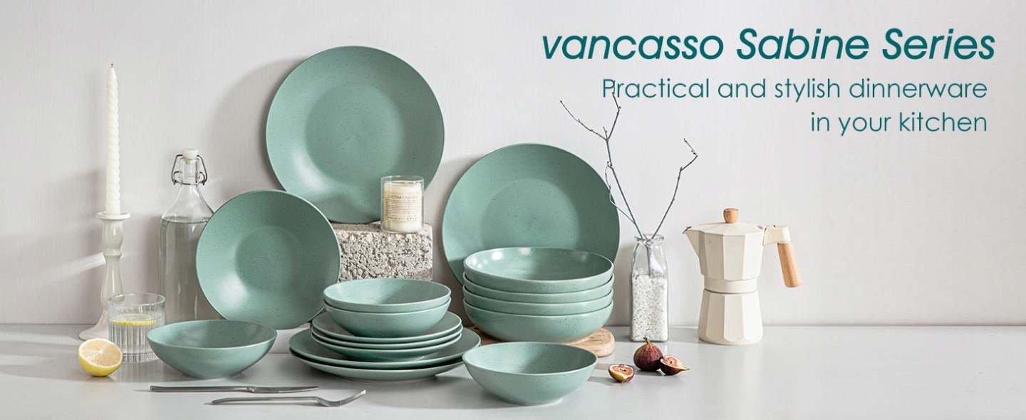 Serwis obiadowy VANCASSO Sabine kamionka prezent 16el/ 4 osób Zawartość zestawu Talerz deserowy Talerz głęboki Talerz obiadowy