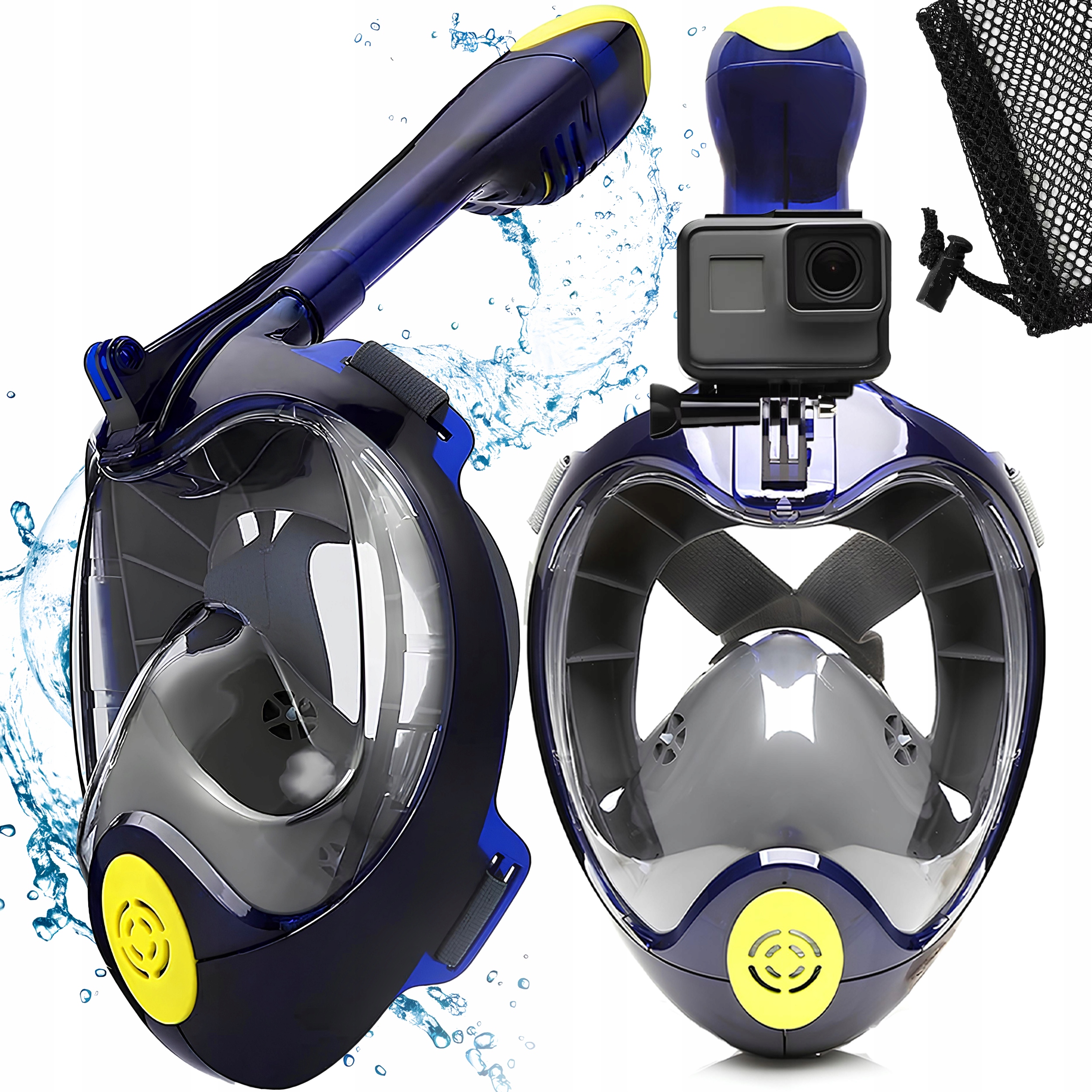 Maska do nurkowania PEŁNOTWARZOWA Z FAJKĄ ANTIFOG DRYTOP RURKA UCHWYT