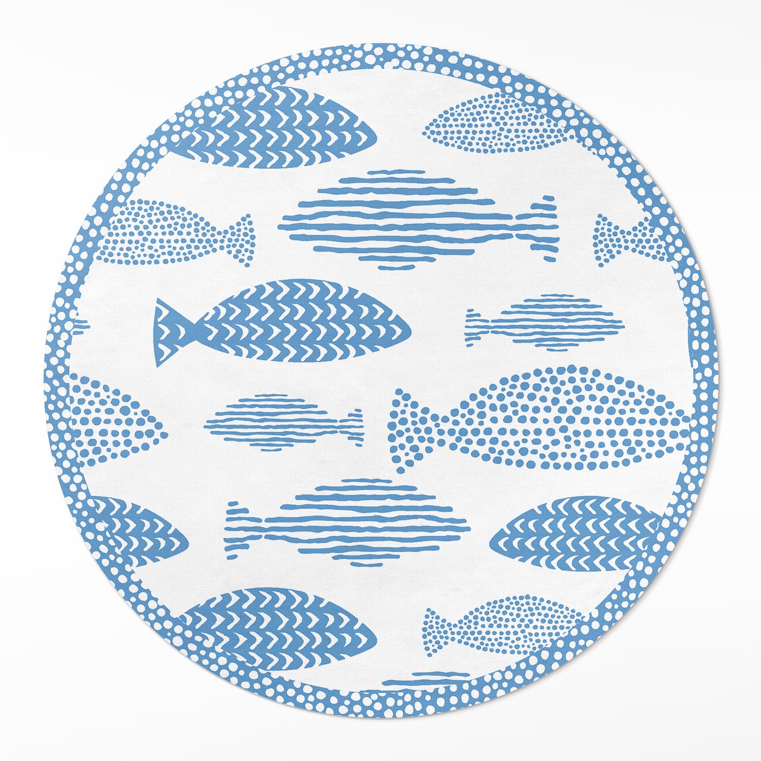 Okrúhly vnútorný dekoratívny koberec Vzorované ryby na svetlom pozadí ⌀ 100 cm