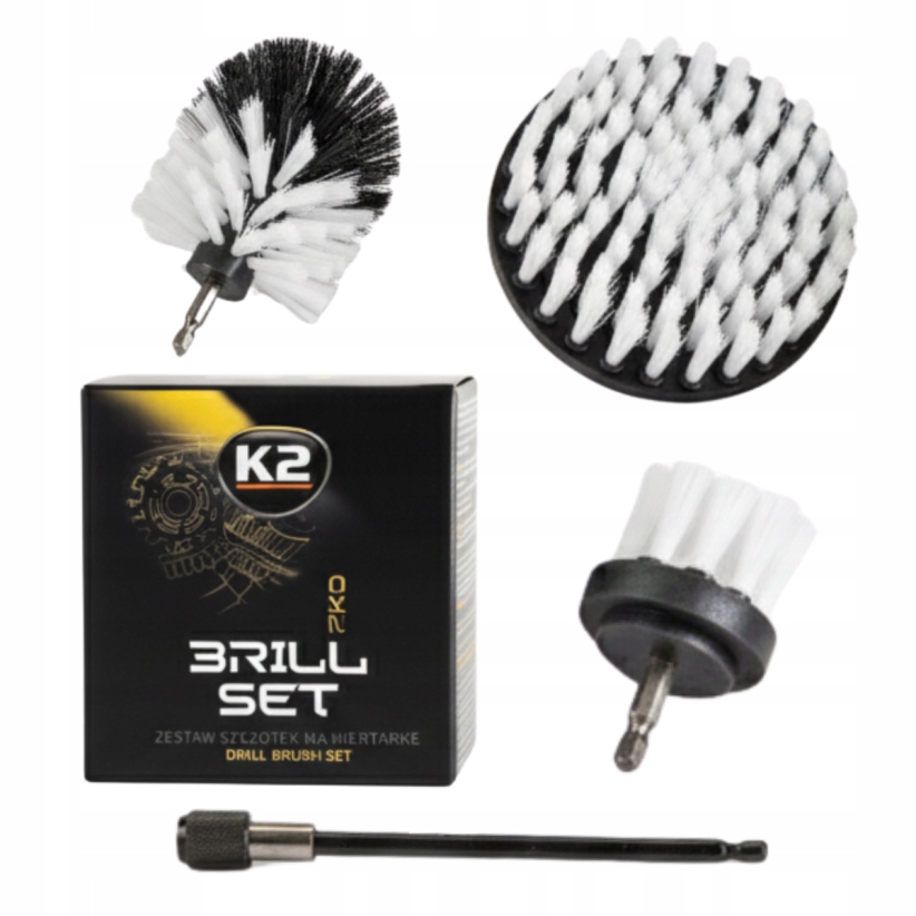K2 Brill Set Zestaw Szczotek do czyszczenia,mycia,prania Na Wkrętarkę D7051