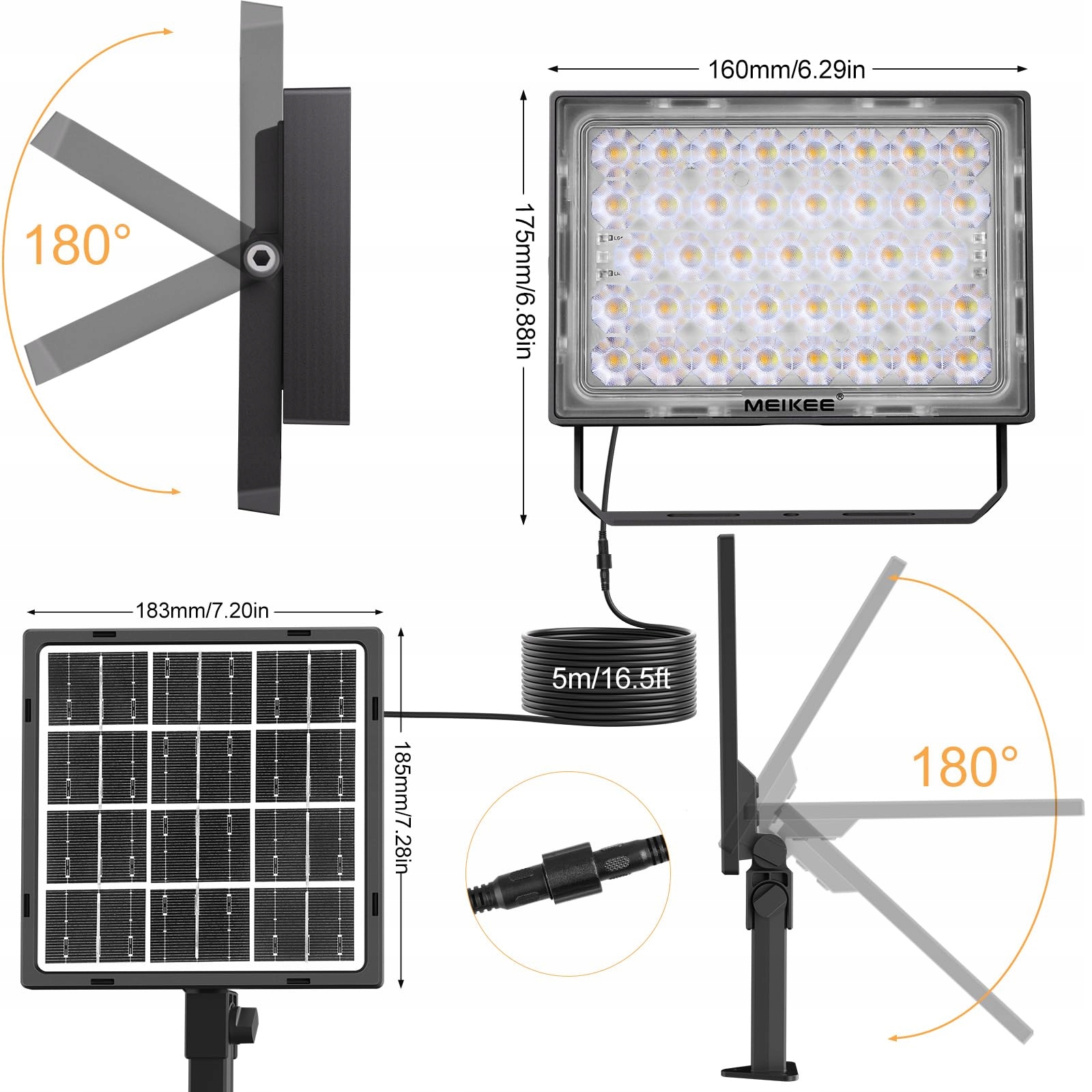 MEIKEE Solarny Reflektor RGB LED 12 Kolorów Z Pilotem Zdalnego Sterowania — miniatura 9