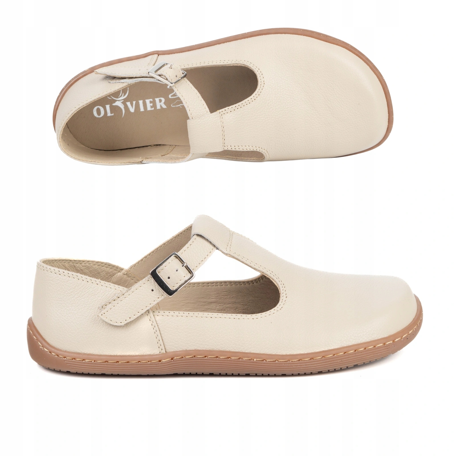 Dámské kožené barefootové boty Olivier Iria spona béžová 39