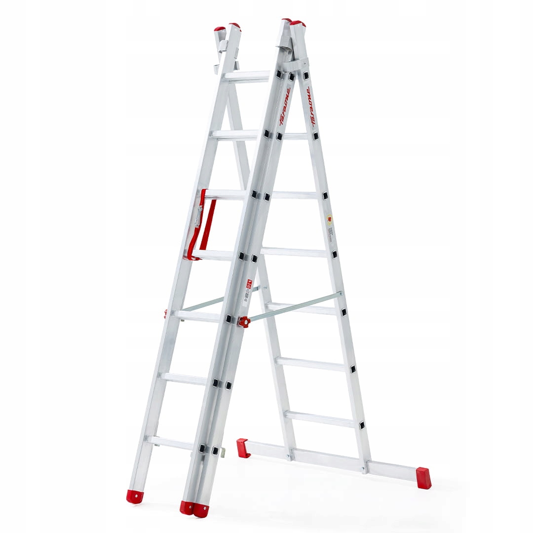 Drabina aluminiowa na schody profesjonalna FARAONE 3x8 AK250.3SC- 6,19 m — 21
