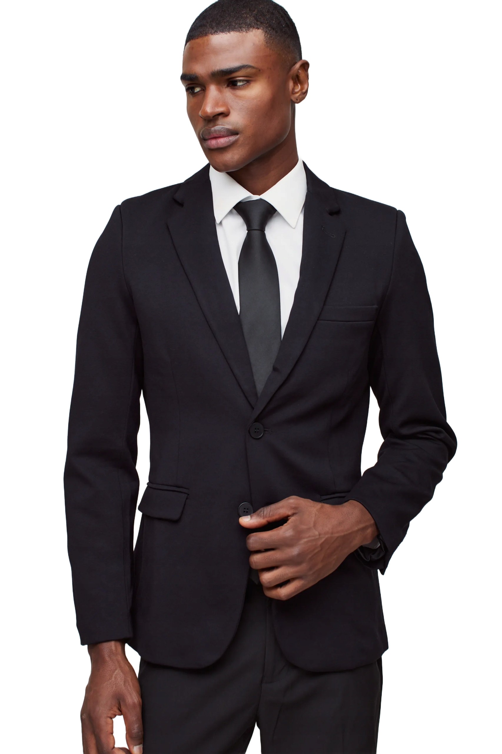 Boohooman Černá Pánská Sako Slim Se Zapínáním Na Knoflíky 40 Z3A