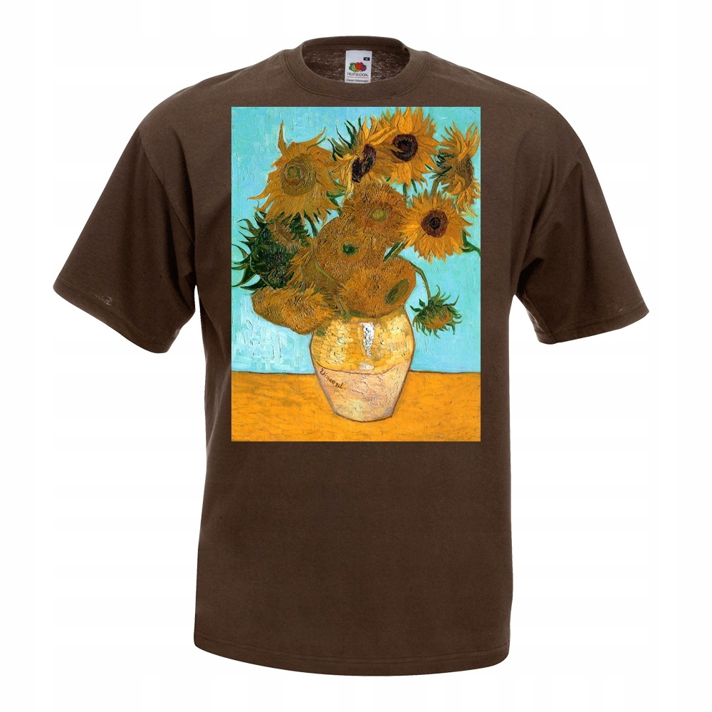

Koszulka z nadrukiem Van Gogh słoneczniki M brązo