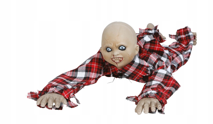 Plazící Se Zombie Chlapec 90 CM Interaktivní Halloweenská Dekorace