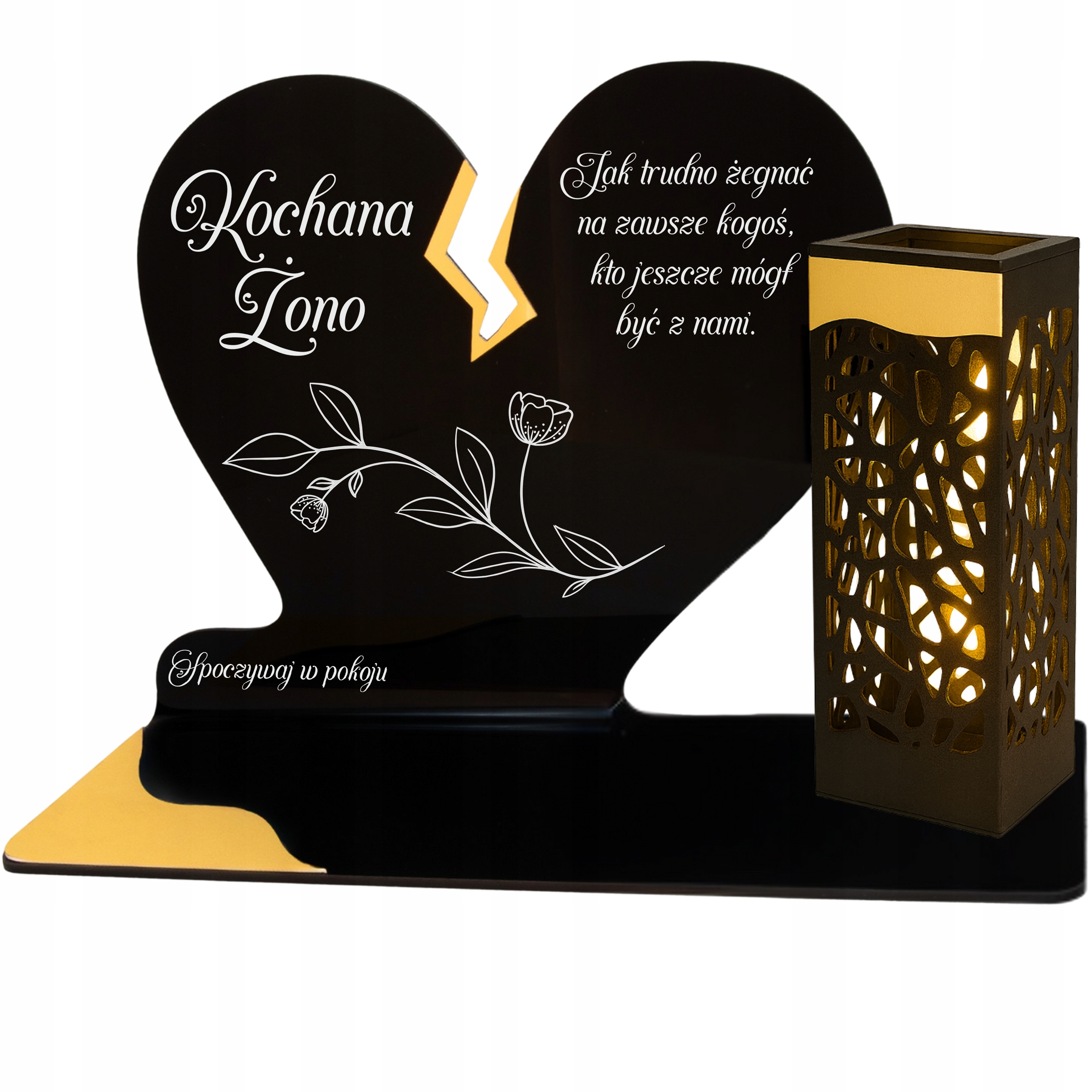 Hřbitovní Svíčka Pro Manželku Led Na Hrob Hřbitov Srdce Lampička Náhrobní Zlatá