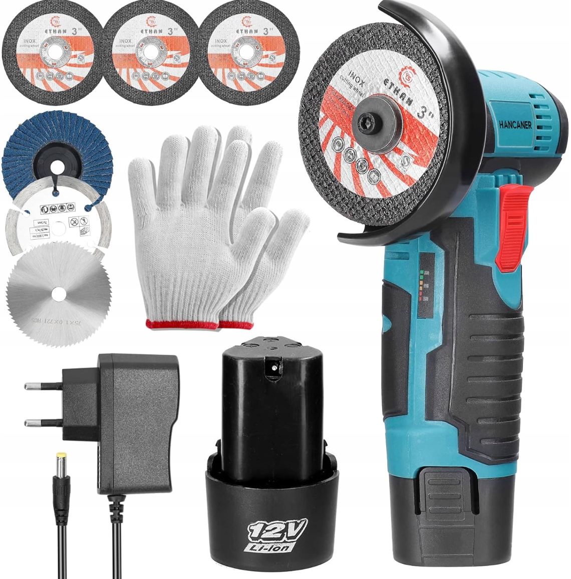 Szlifierka Kątowa Akumulatorowa Mini 2x Aku 7x Tarcza 19500 Rpm